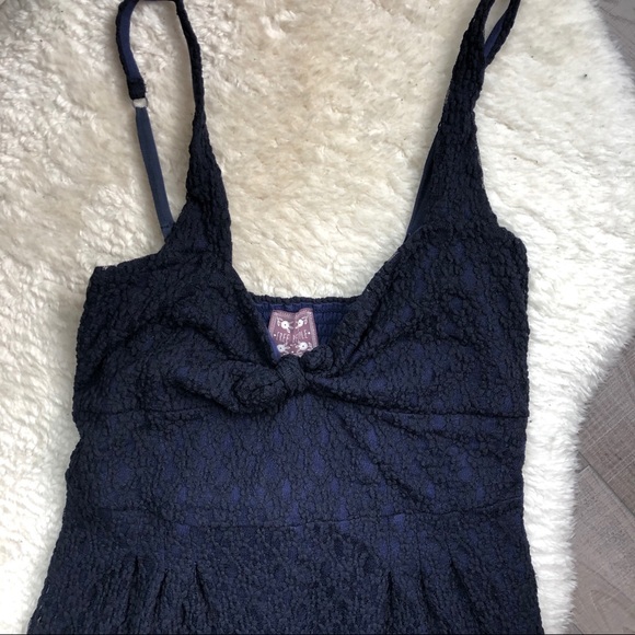 Free People Navy Black Lace Dress Stretchy M - Picture 7 of 8